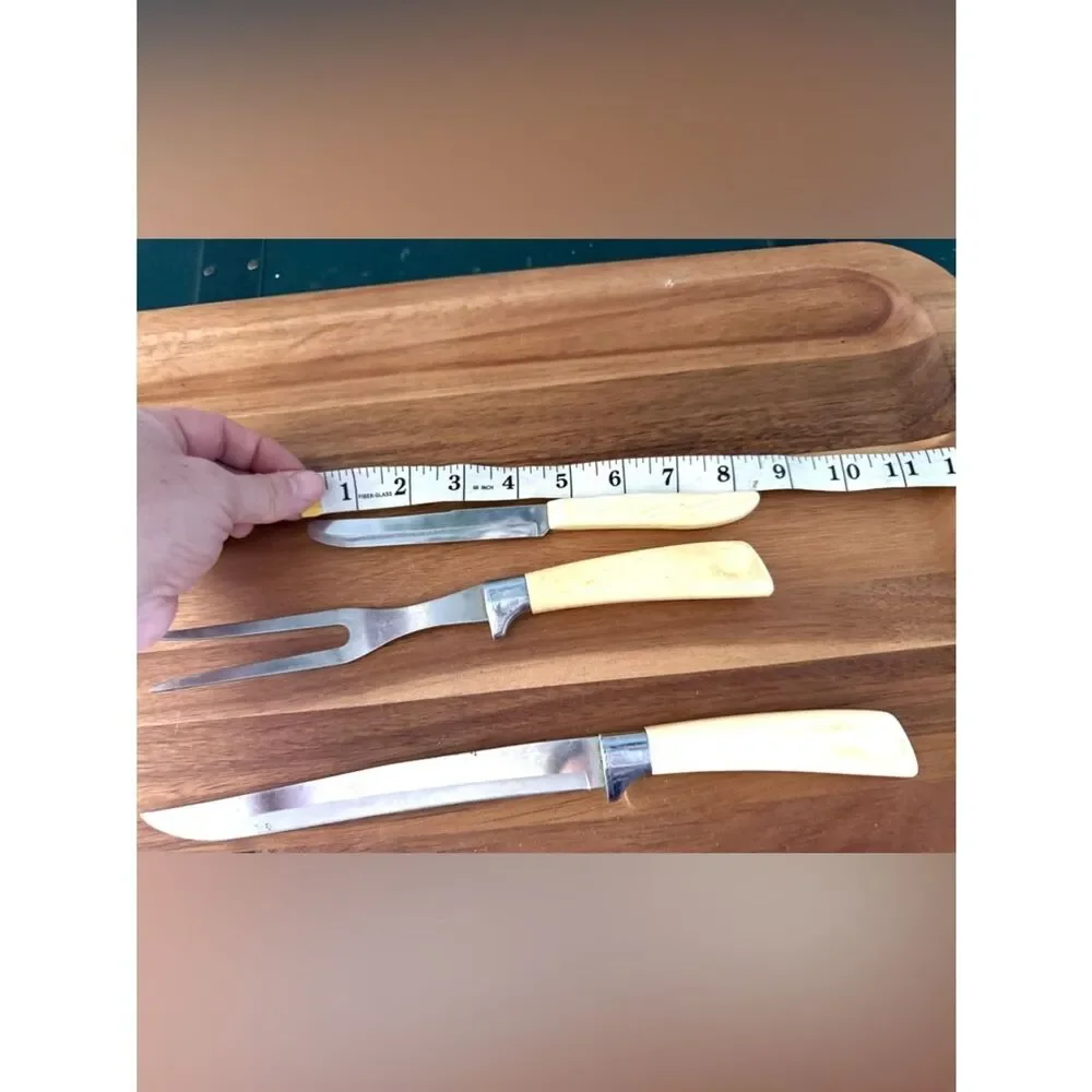3 Piece Quick Cut Carving Knife Fork Steak Vintage USA Made